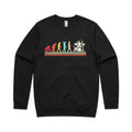 Drummer Evolution AS Colour Stencil Crew Sweatshirt Unisex Black Sweatshirt Music Printed In Australia