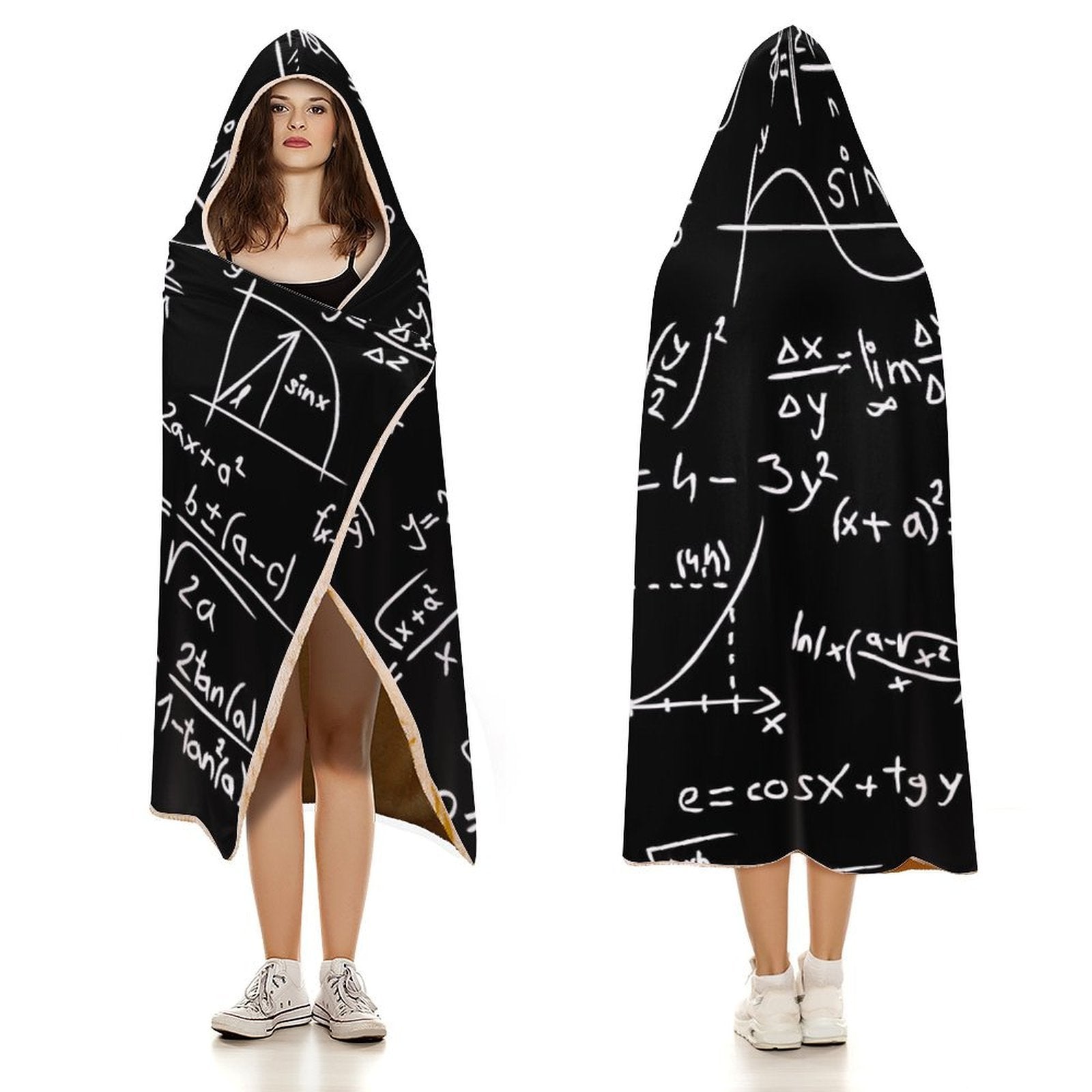 Equations Kids Hooded Blanket 100cm x 130cm Kids Hooded Blanket Maths Printed Offshore