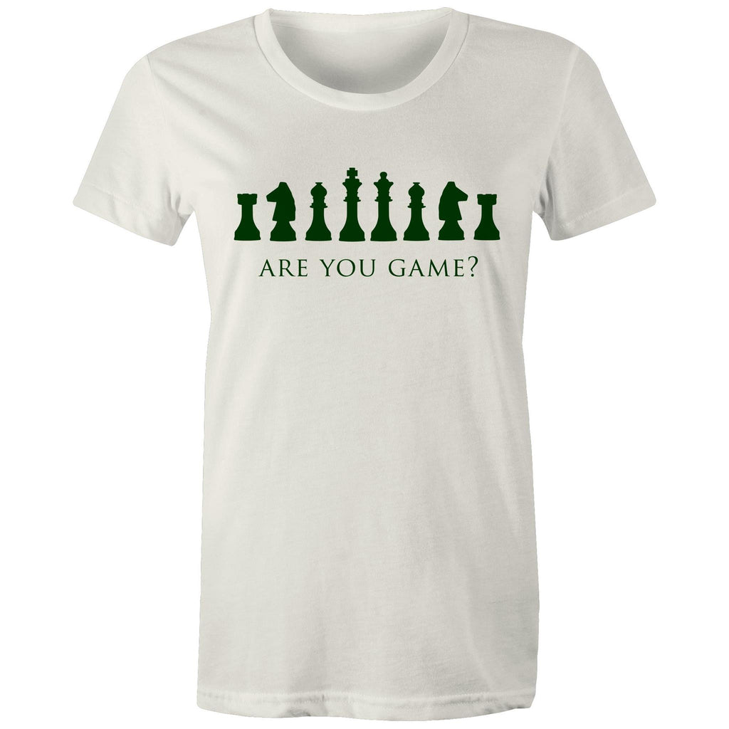 Are You Game, Chess - Womens T-shirt Natural Womens T-shirt Chess Games Printed In Australia