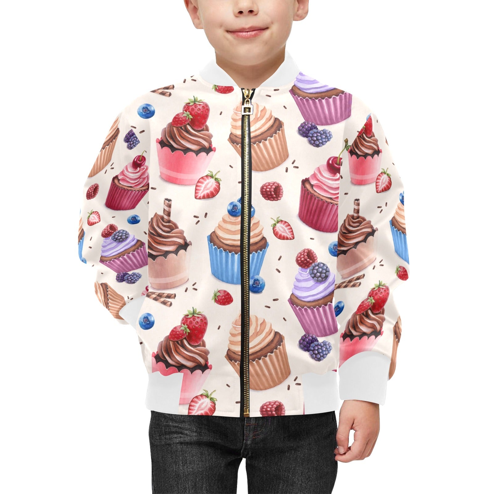 Cupcakes Kids Bomber Jacket Kids Bomber Jacket Food Printed Offshore