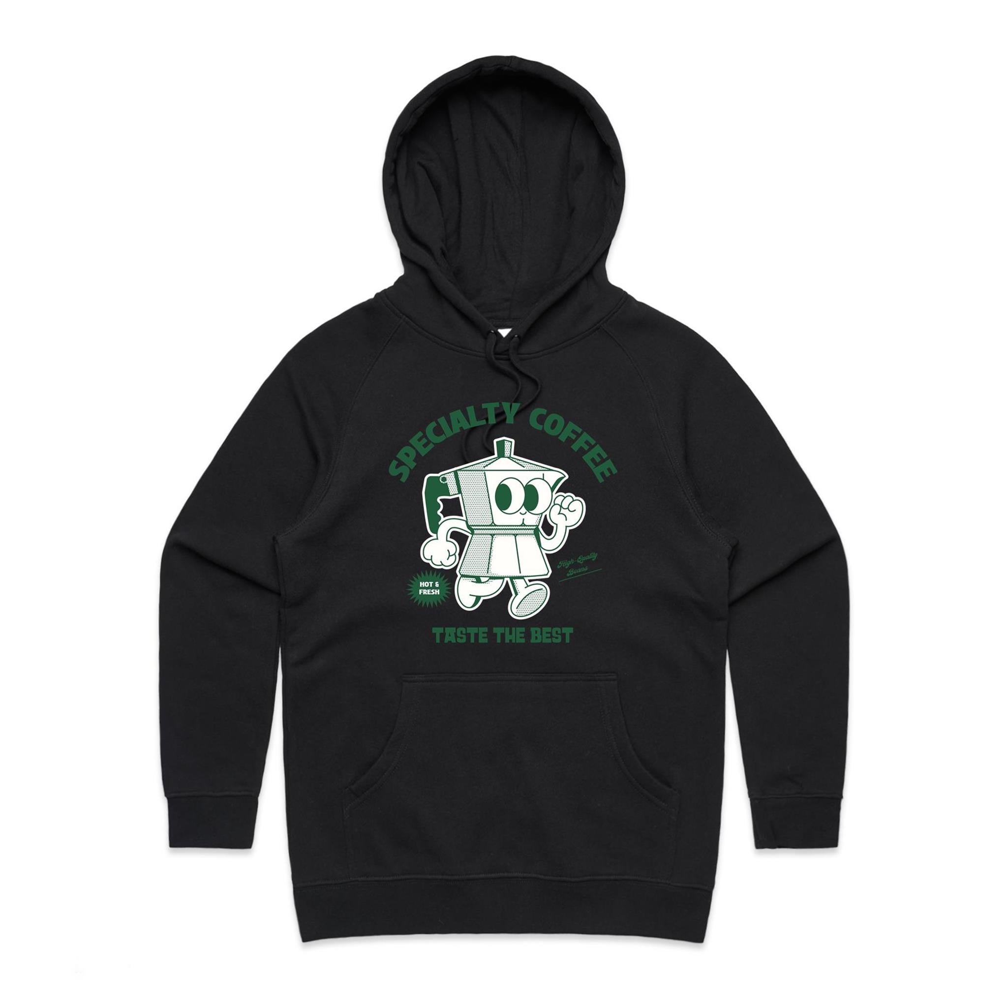 Specialty Coffee - Womens Hoodie Black Womens Hoodie Coffee Printed In Australia