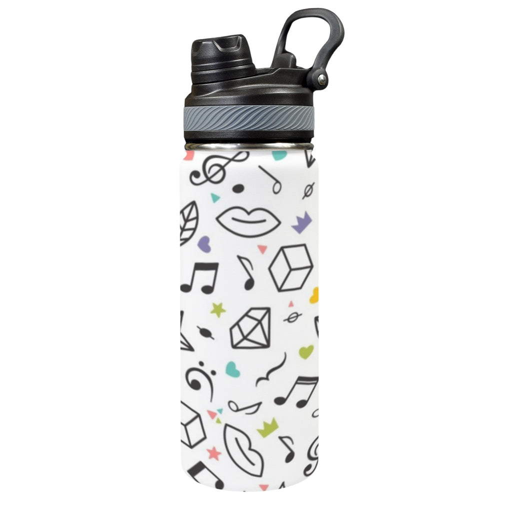 Music Time - Insulated Water Bottle with Dual-Use Lid (18oz) One Size Insulated Water Bottle with Dual-Use Lid (18oz) Music Printed Offshore