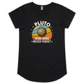 Never Forget Pluto Women's AS Colour Scoop Neck T-Shirt Black Womens Scoop Neck T-shirt Printed In Australia Space
