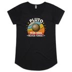 Never Forget Pluto - Womens Scoop Neck T-Shirt Black Womens Scoop Neck T-shirt Printed In Australia Space
