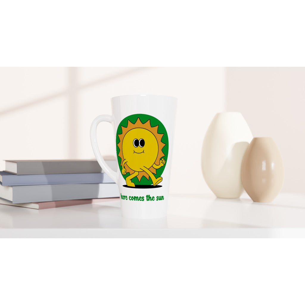 Here Comes The Sun - White Latte 17oz Ceramic Mug Latte Mug Globally Fulfilled Summer