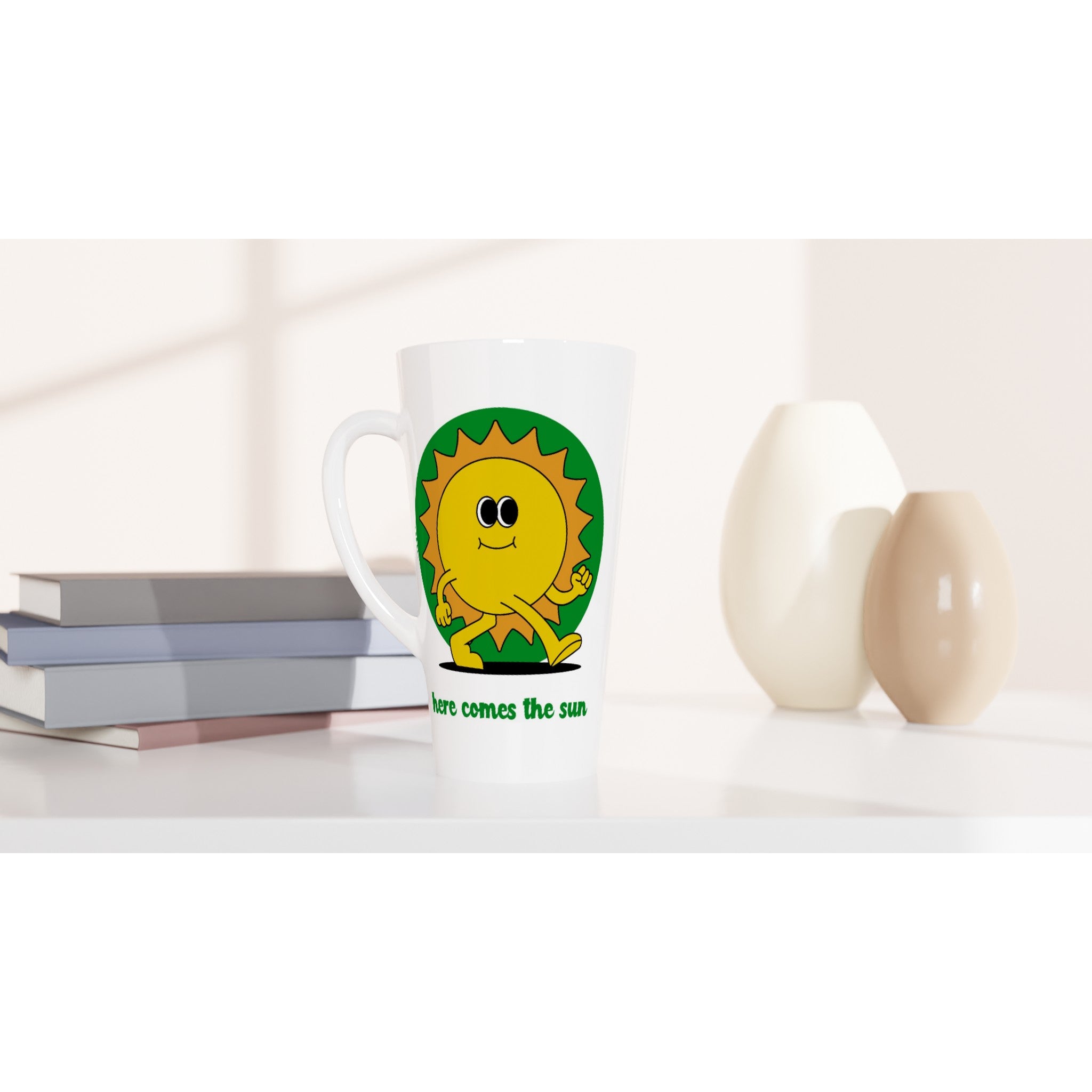 Here Comes The Sun - White Latte 17oz Ceramic Mug Latte Mug Globally Fulfilled Summer