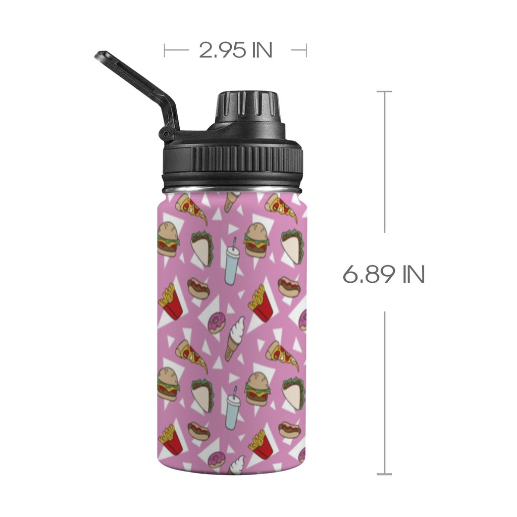 Fast Food - Kids Water Bottle with Chug Lid (12 oz) One Size Kids Water Bottle with Chug Lid Food Printed Offshore