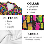 Colourful Cats Men's Short Sleeve Hawaiian Shirt Men's Hawaiian Shirt (New) animal Printed Offshore