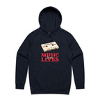 Music Saves Lives - Mens Hoodie Navy Mens Hoodie Music Printed In Australia Retro