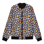 Groovy Flowers Men's Casual Zip‑Up Bomber Jacket