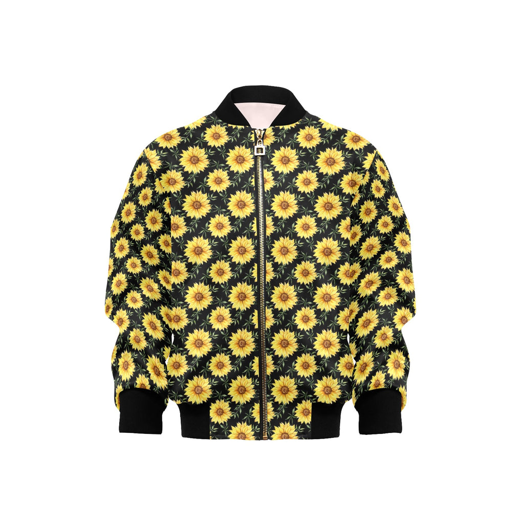 Painted Sunflower Kids Bomber Jacket XL Kids Bomber Jacket Plants Printed Offshore