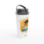 Personalised - Coffee Makes Life Bearable - White 15oz Stainless Steel Travel Mug Personalised Travel Mug Globally Fulfilled retro