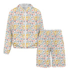 Boho Flowers And Leaves Men's Lightweight Sun Hoodie & Shorts Set Men's Lightweight Sun Hoodie & Shorts Plants Printed Offshore