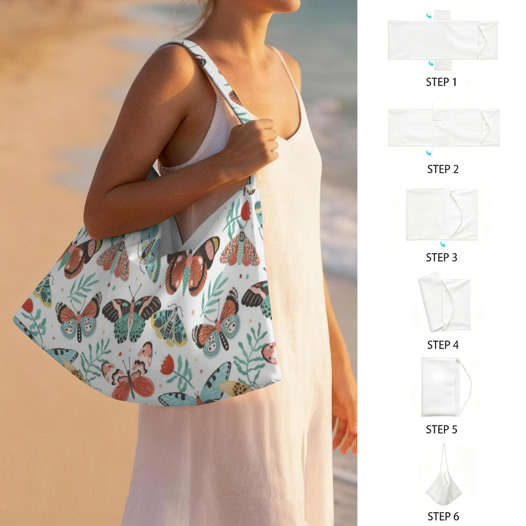 Pretty Moths And Butterflies Beach Chair Towel Cover with Side Pockets