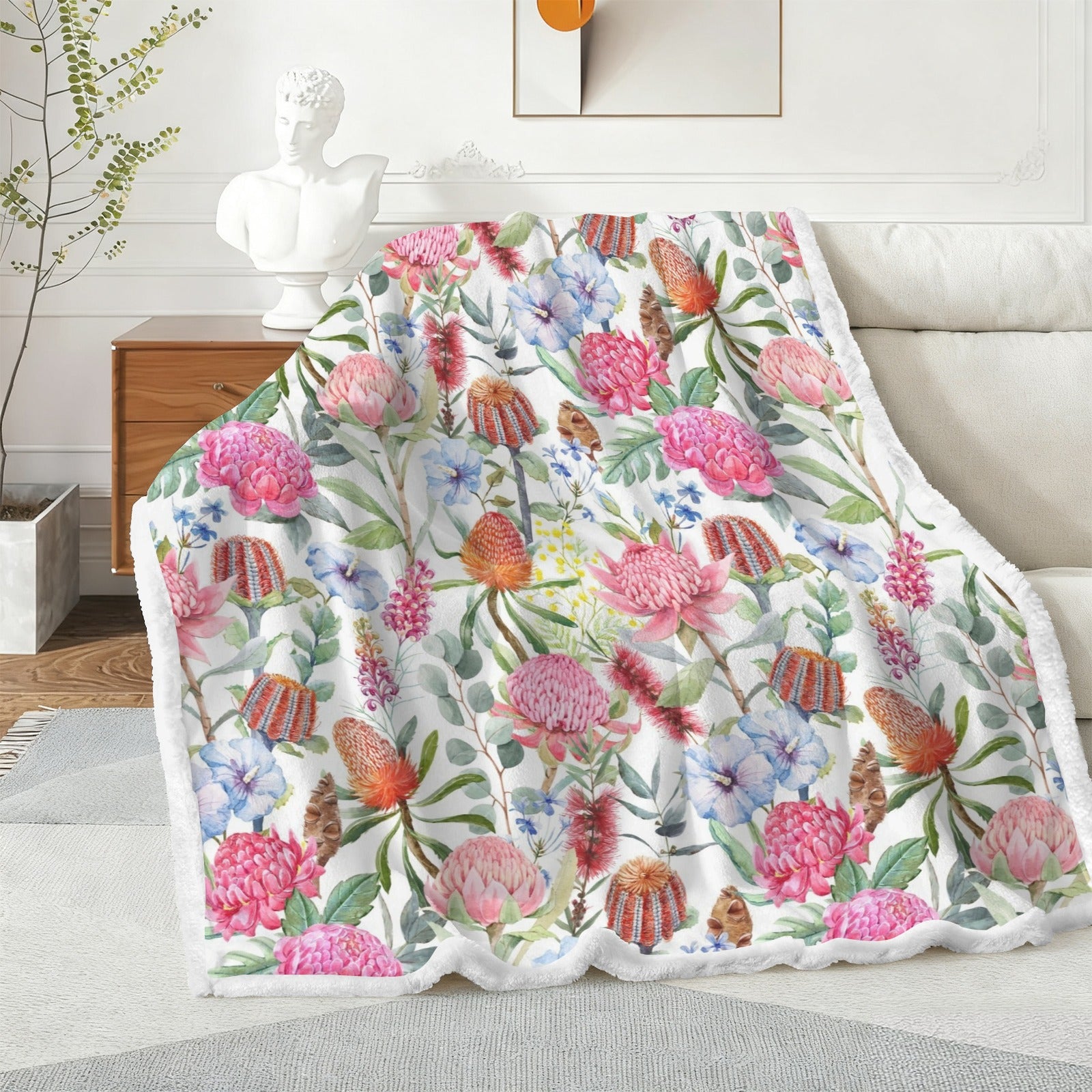 Australian Flowers - Double-Layer Fleece Blanket 51"x59"