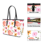 Lovely Birds - Leather Tote Bag-Large
