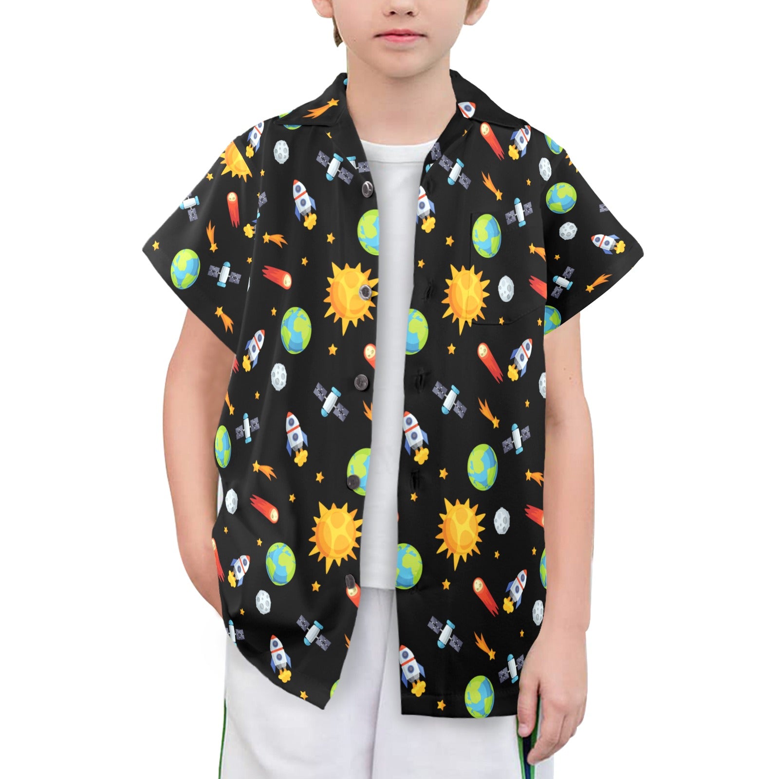 Busy Space - Senior Kids Hawaiian Shirt