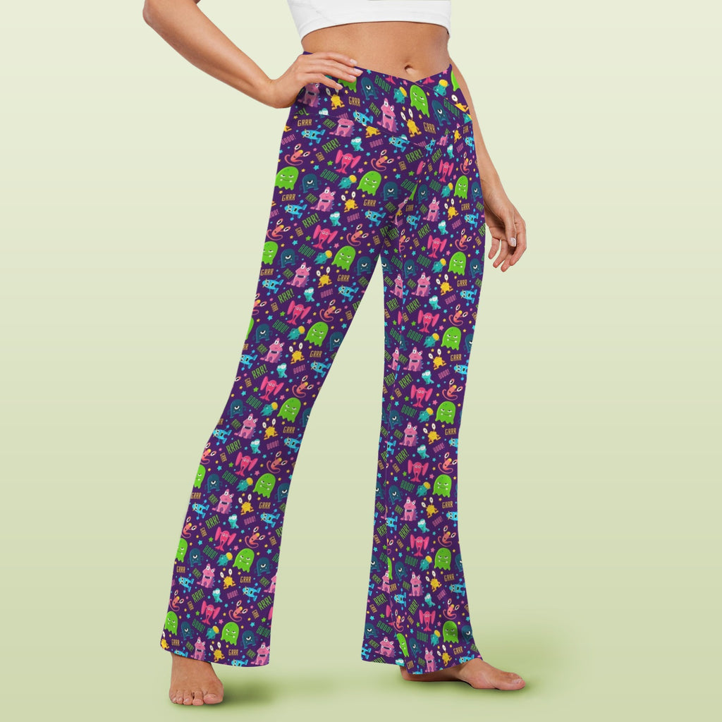 Cheeky Aliens High Waist Crossover Tummy Control Flare Leggings