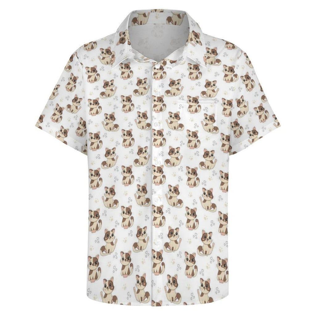 Cheeky Cats Women's Short-Sleeve Button Up Shirt