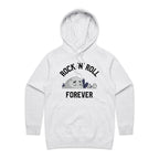 Rock And Roll Forever - Womens Hoodie White Marle Womens Hoodie Music Printed In Australia