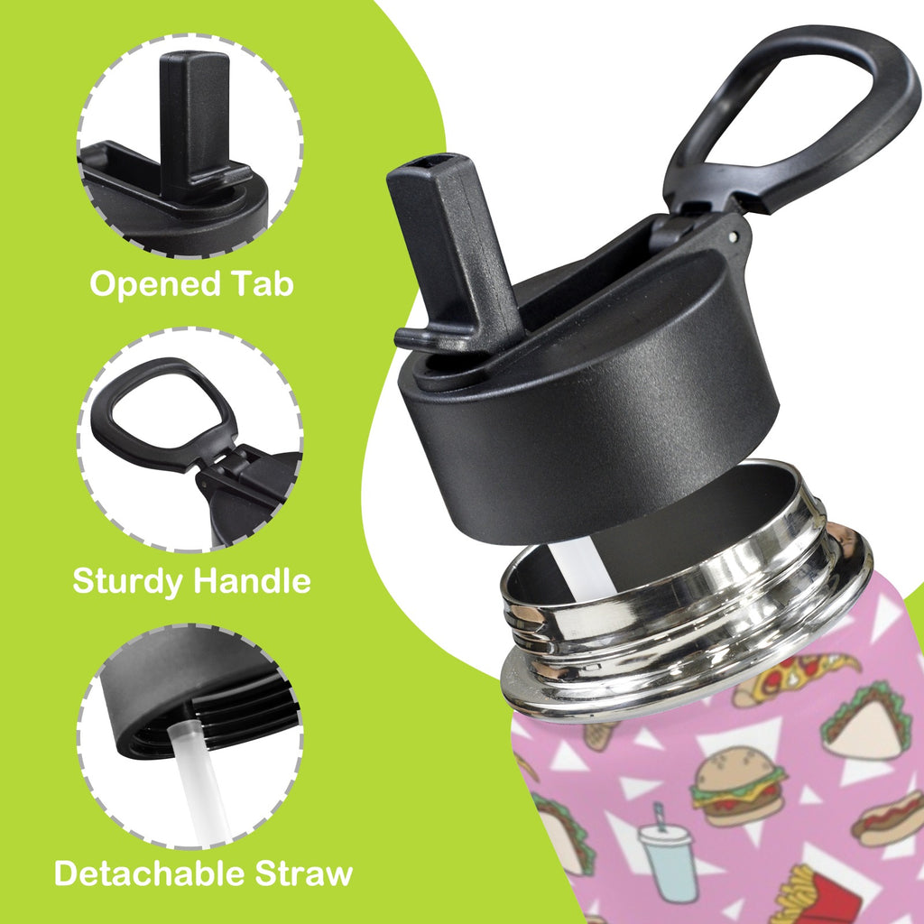 Fast Food 12oz Kids Water Bottle with Straw Lid