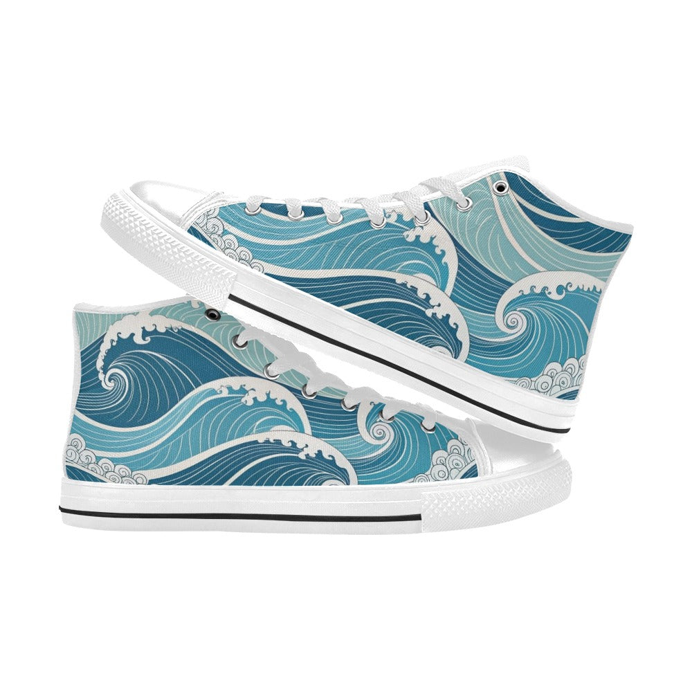 Ocean Waves - Men's High Top Canvas Shoes