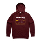 Adulting, One Star - Mens Hoodie Burgundy Mens Hoodie Printed In Australia