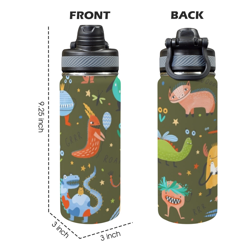 Monsters - Insulated Water Bottle with Dual-Use Lid (18oz) Insulated Water Bottle with Dual-Use Lid (18oz) Printed Offshore Sci Fi