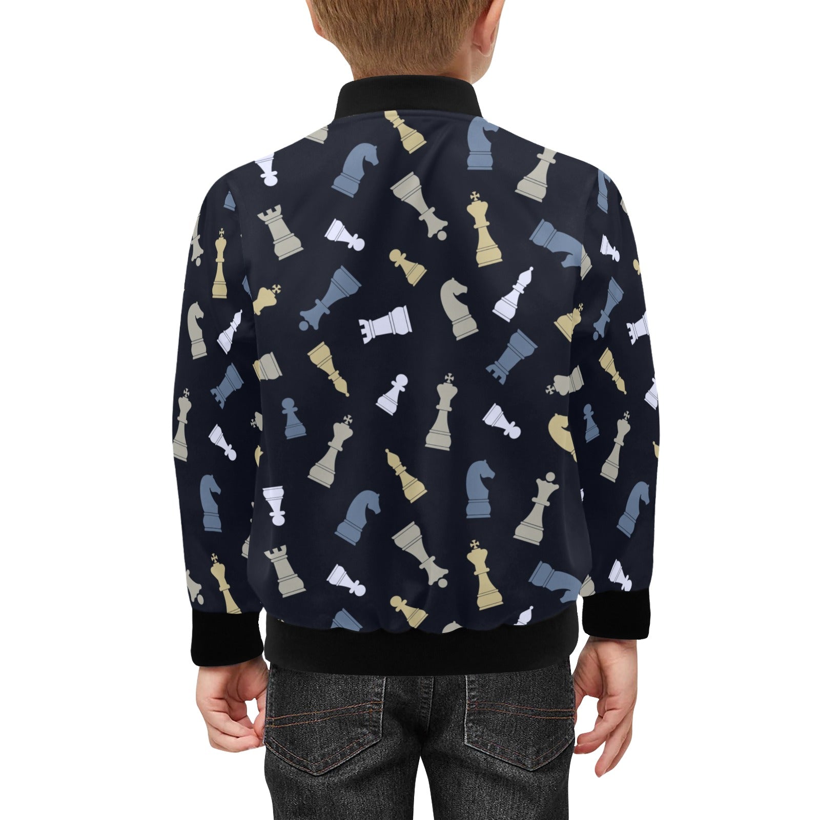 Chess Pattern Kids Bomber Jacket Kids Bomber Jacket Chess Games Printed Offshore