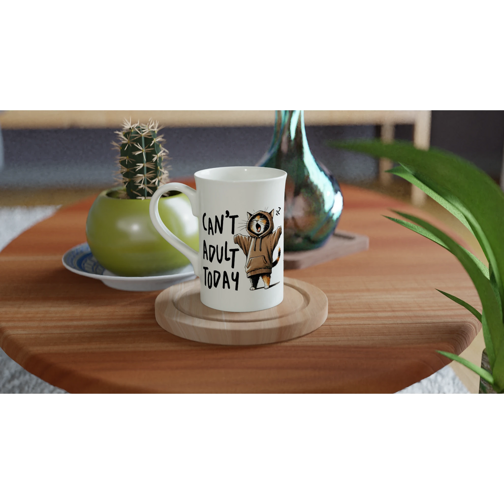 Personalise - Can't Adult Today - White 10oz Porcelain Slim Mug Personalised Porcelain Mug animal Globally Fulfilled