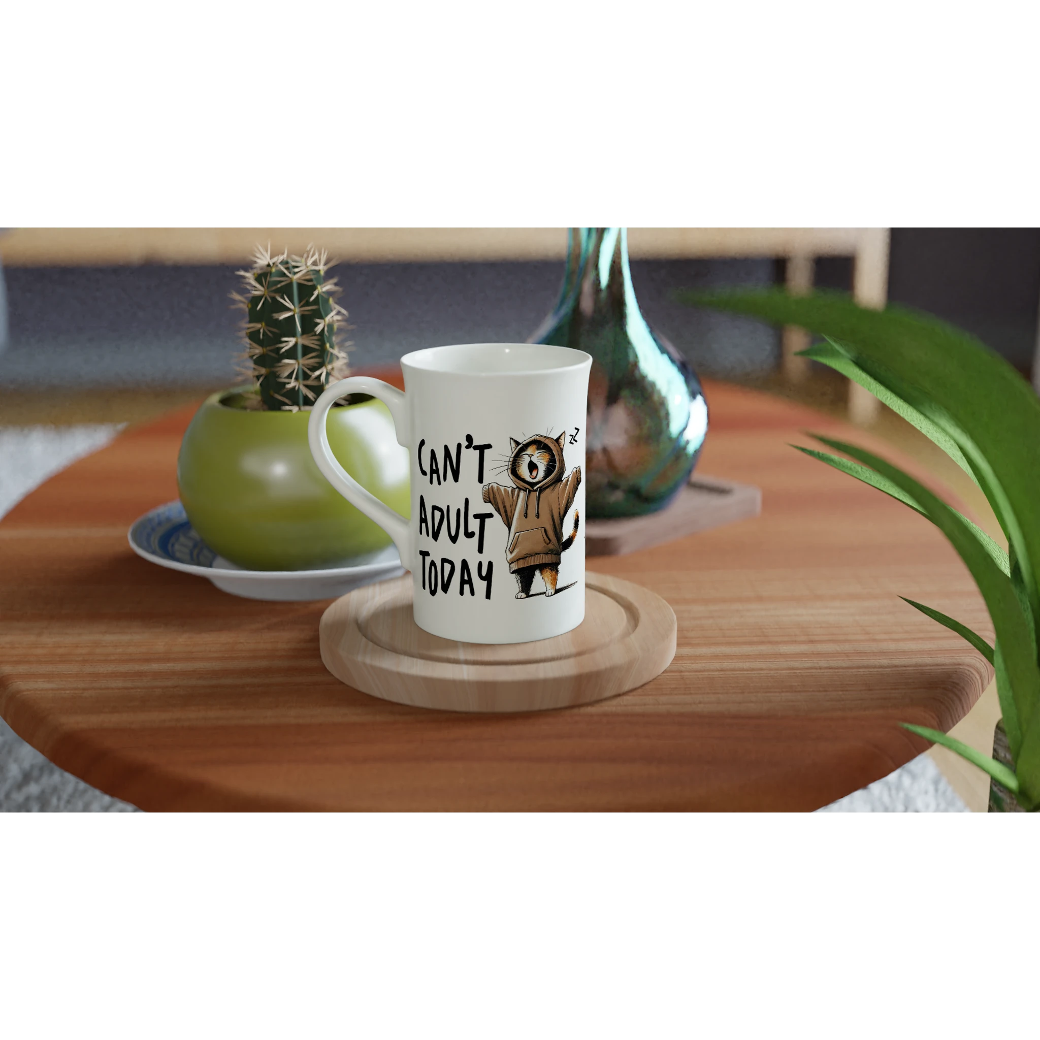 Personalise - Can't Adult Today - White 10oz Porcelain Slim Mug Personalised Porcelain Mug animal Globally Fulfilled