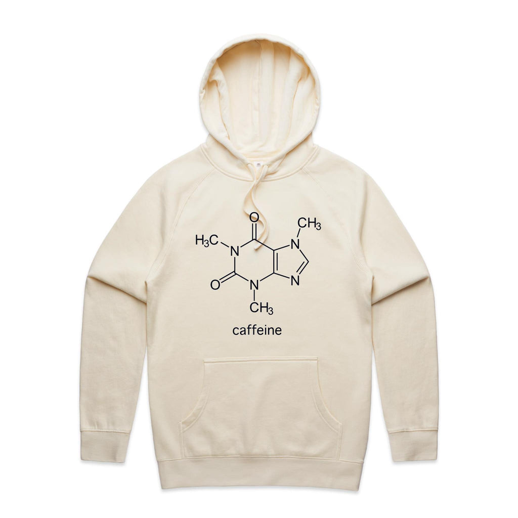 Caffeine Molecule - Mens Hoodie Ecru Mens Hoodie Coffee Printed In Australia Science