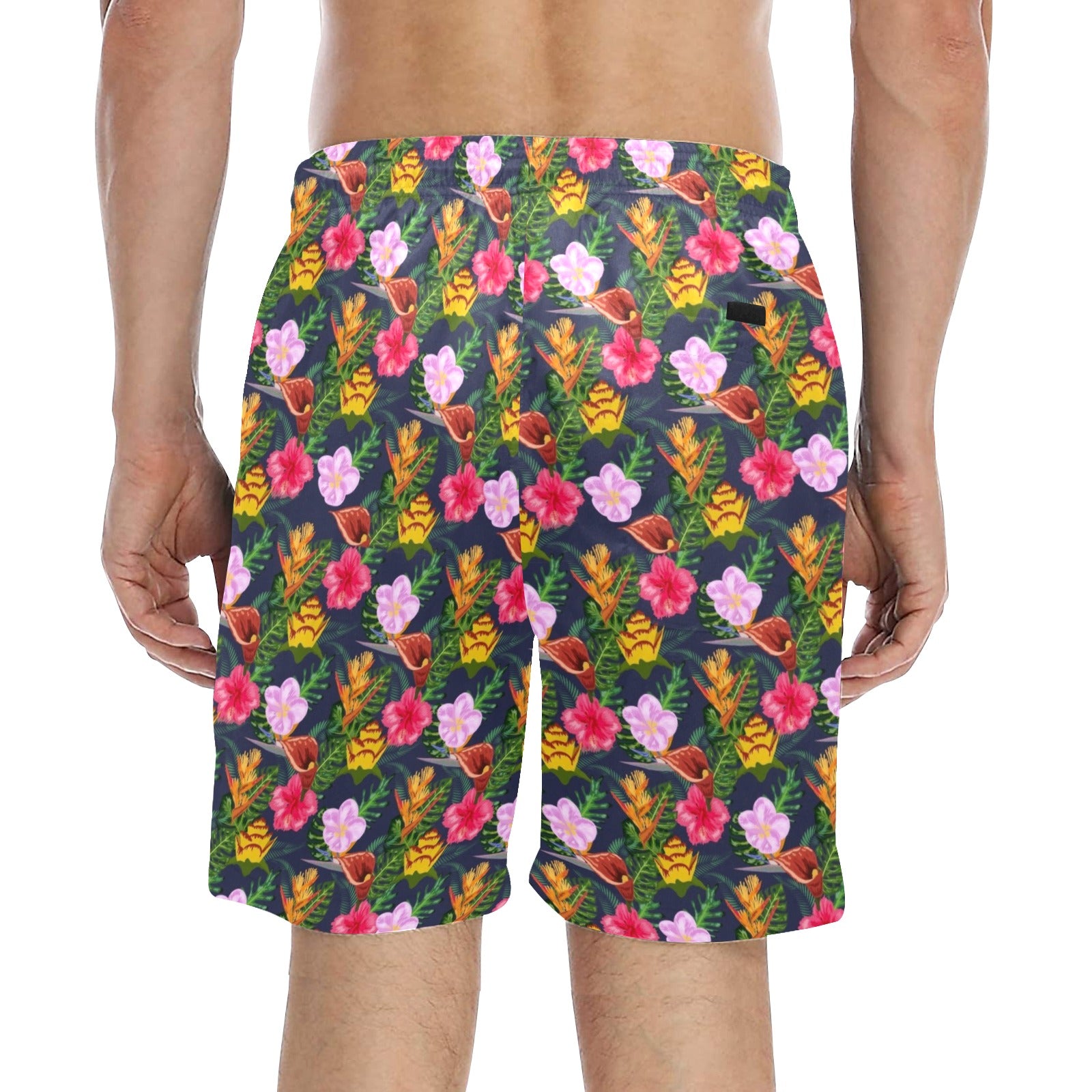 Tropical Floral Men's Mid-Length Beach Shorts Men's Mid-Length Beach Shorts Plants Printed Offshore