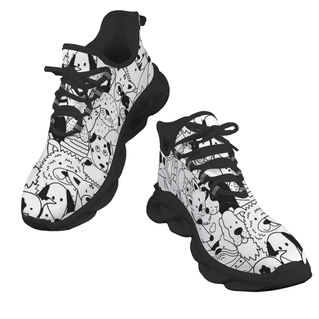 Black And White Dogs Men's Twisted Sole Sneakers
