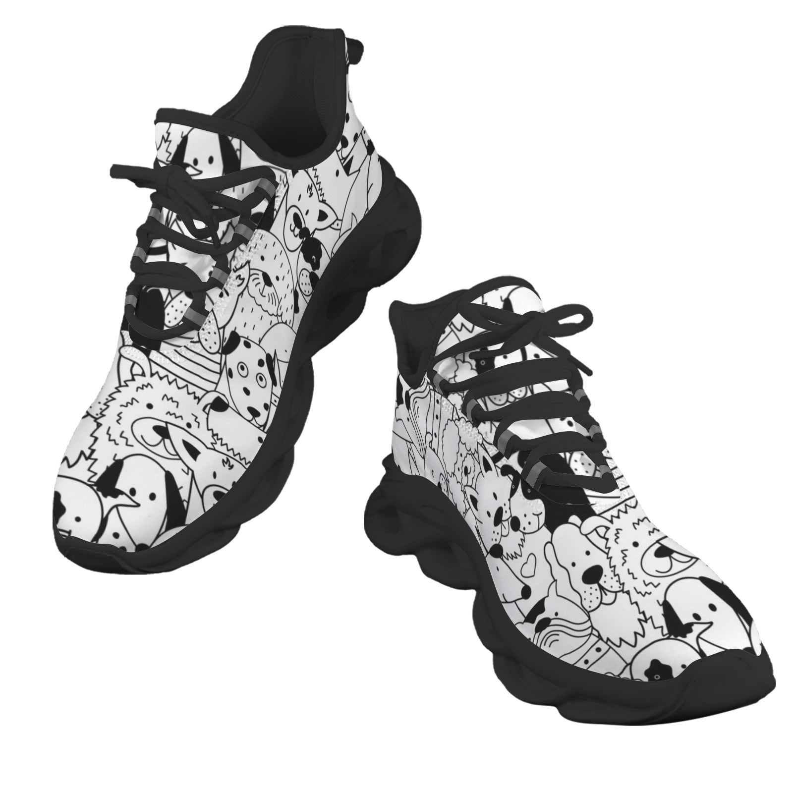 Black And White Dogs Men's Twisted Sole Sneakers