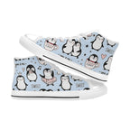 Penguin Love - Kids High Top Canvas Shoes