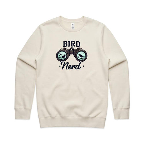 Bird Nerd - AS Colour Stencil Crew Sweatshirt Ecru Sweatshirt animal Printed In Australia