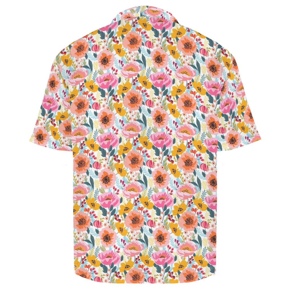 Bright And Colourful Flowers Men's Crinkle Hawaiian Shirt