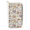 Books And Coffee - PU Leather Wallet white 19.7x10.5cm Zippered Wallet / Purse Printed Offshore