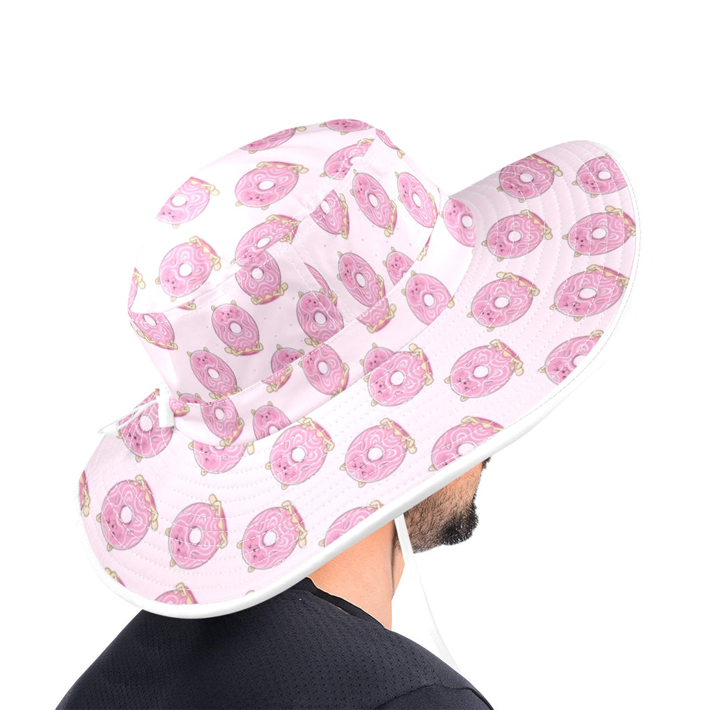 Pink Cat Doughnuts Wide Brim Bucket Hat Wide Brim Bucket Hat Food Printed Offshore
