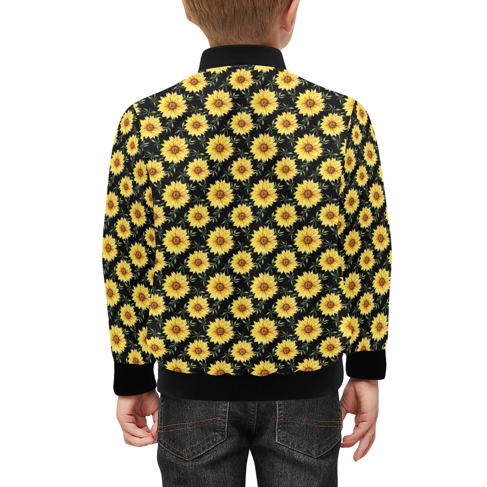 Painted Sunflower Kids Bomber Jacket Kids Bomber Jacket Plants Printed Offshore