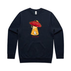 Here For The Cats, UFO - AS Colour Stencil Crew Navy Sweatshirt animal Printed In Australia Sci Fi