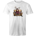 Reindeer, Christmas Movies Watching T-shirt - Mens T-Shirt White Mens Christmas T-shirt Christmas Printed In Australia