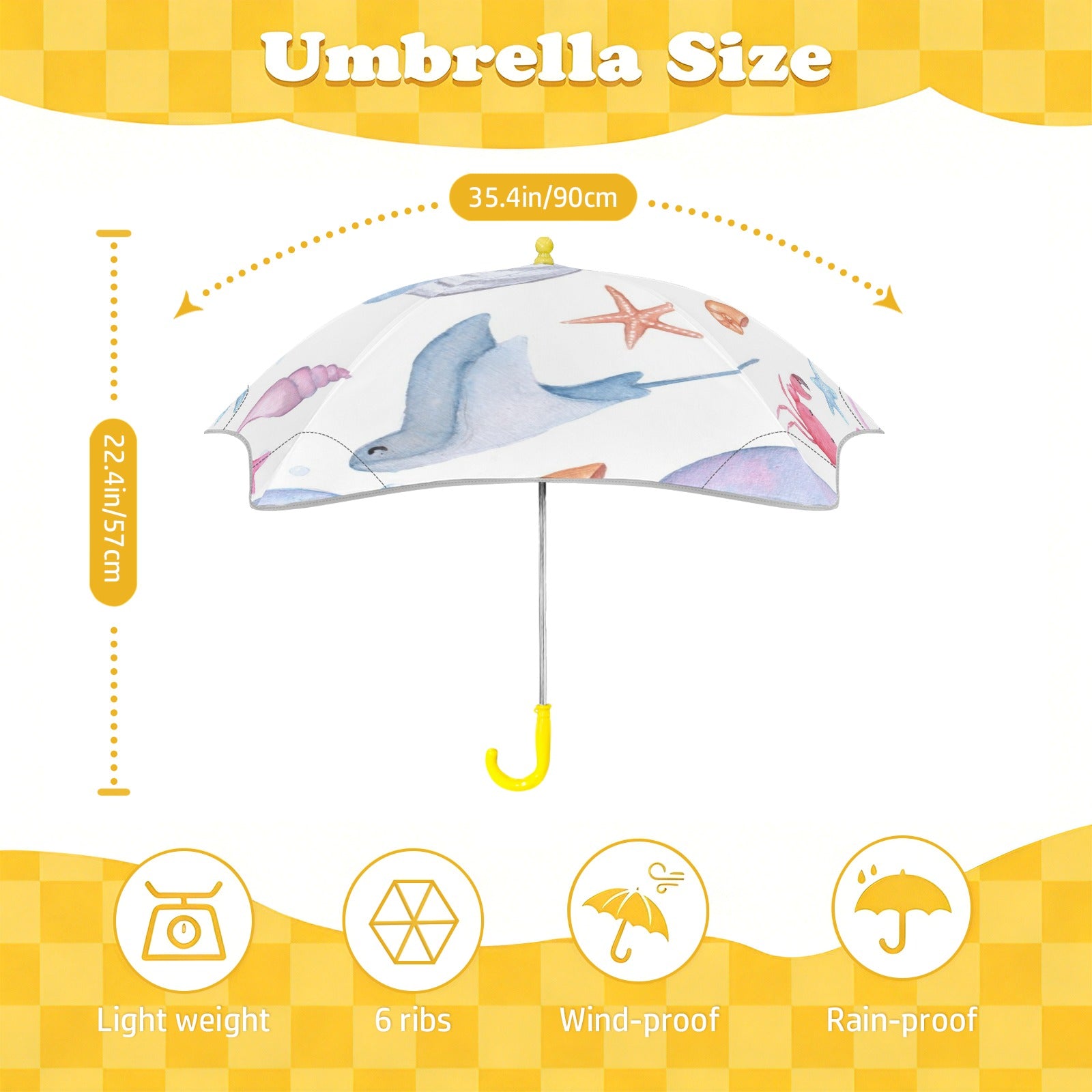 Under The Sea Kids Safe Round Corner Umbrella Kids Safe Round Corner Umbrella animal Ocean Printed Offshore