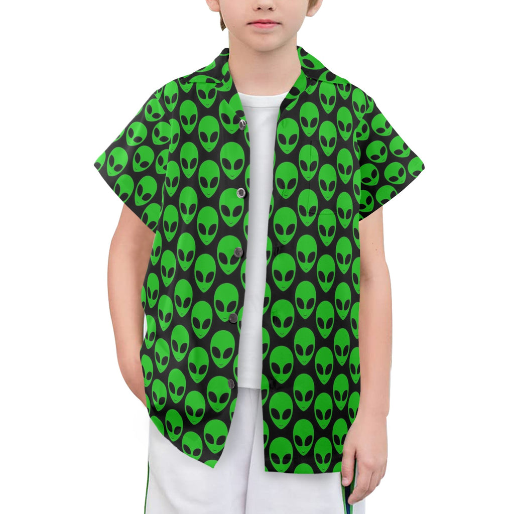 Aliens Senior Kids Hawaiian Shirt Senior Kids Hawaiian Shirt 8-15 Printed Offshore Sci Fi
