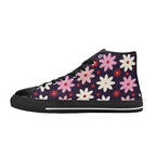 Pink Daisy Women's High Top Canvas Shoes US12 Womens Classic High Top Shoes Plants Printed Offshore