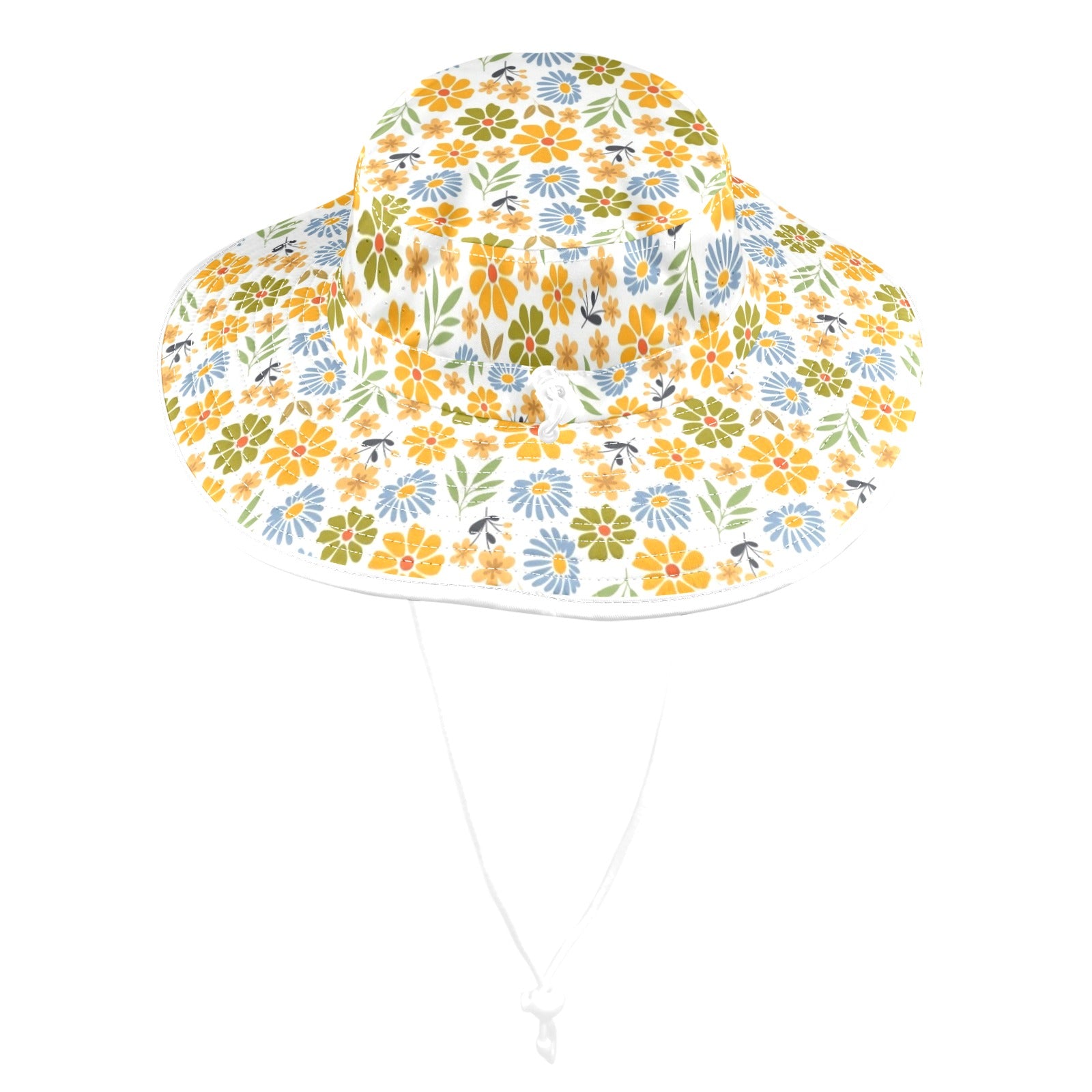 Retro Boho Flower Wide Brim Bucket Hat Wide Brim Bucket Hat Plants Printed Offshore