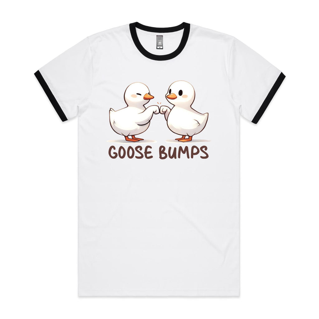 Goose Bumps - Staple Ringer Tee White Black Ringer T-Shirt animal Printed In Australia