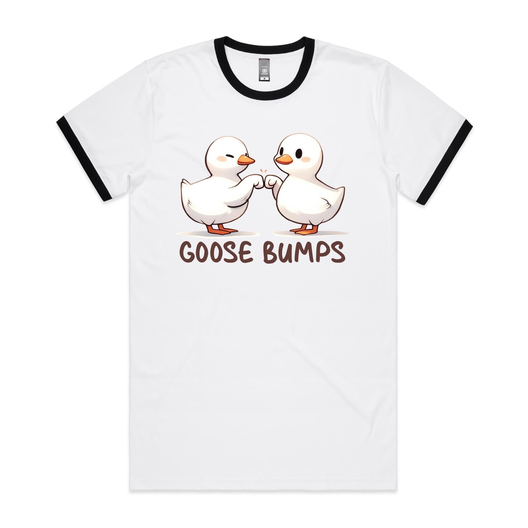 Goose Bumps - Staple Ringer Tee White Black Ringer T-Shirt animal Printed In Australia