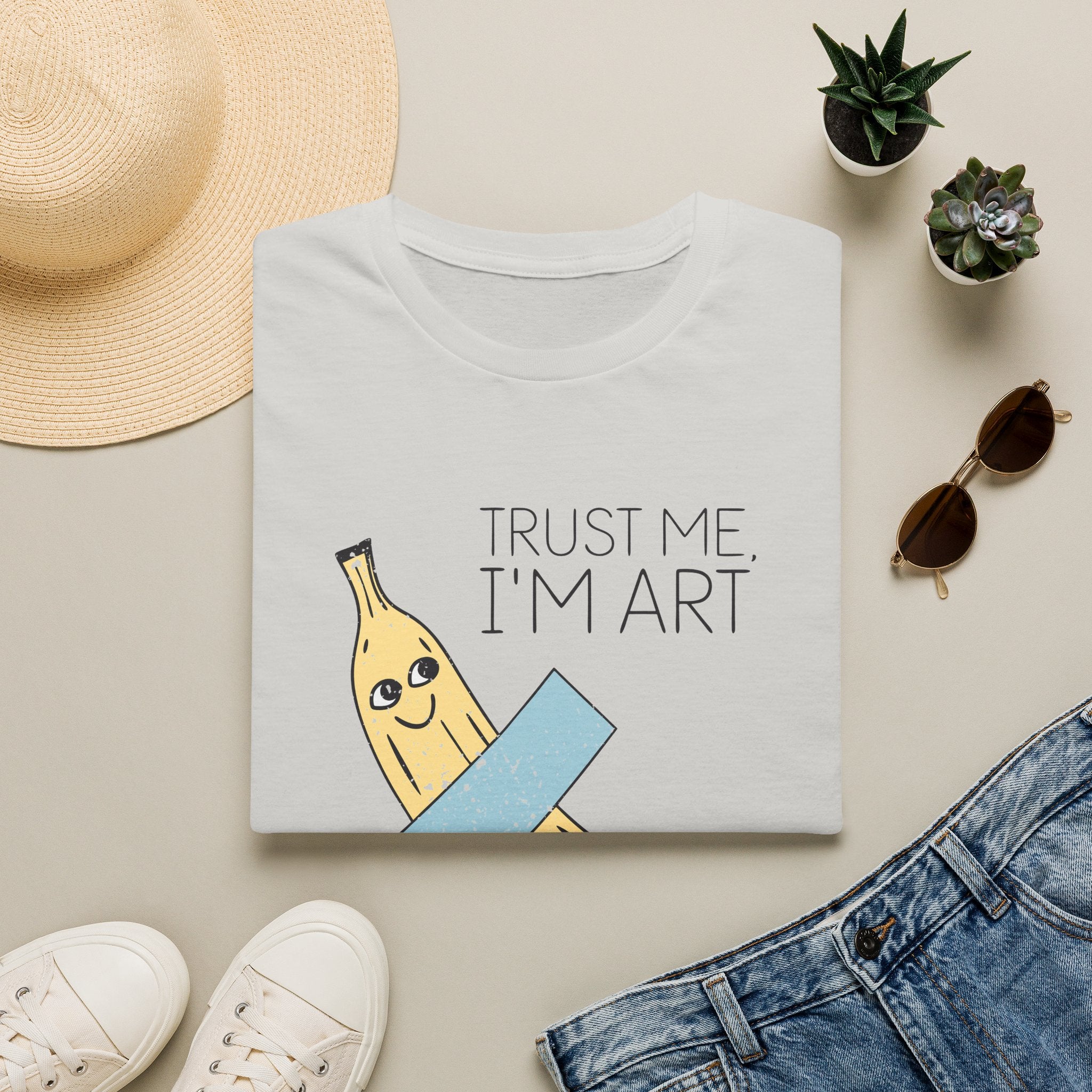 Trust Me I'm Art Banana Unisex T-Shirt Ice Grey Unisex Adult T-shirt Food Globally Fulfilled